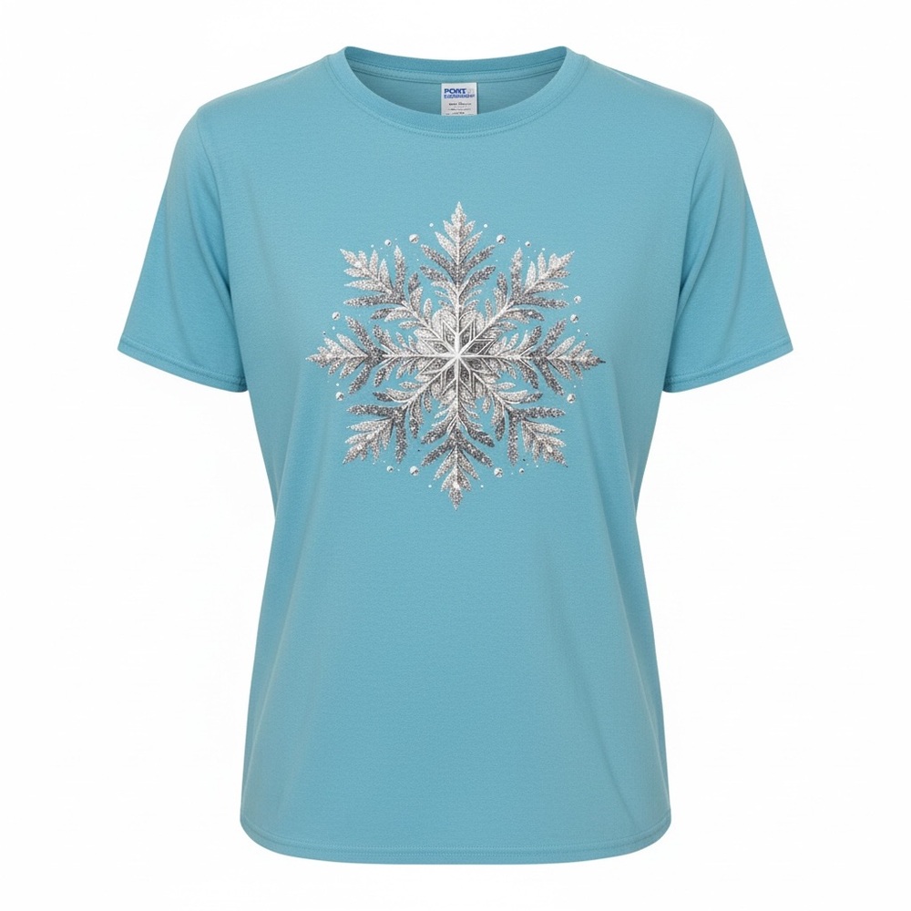 TShirt inspired by Frozen - Snowflake Design. 100% Cotton. Blue & Silver